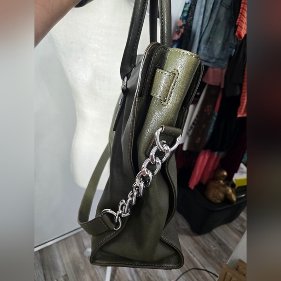 MICHAEL KORS HAMILTON LARGE MANDARIN OLIVE GREEN SAFFIANO LEATHER TOTE BAG NEW - Picture 7 of 15